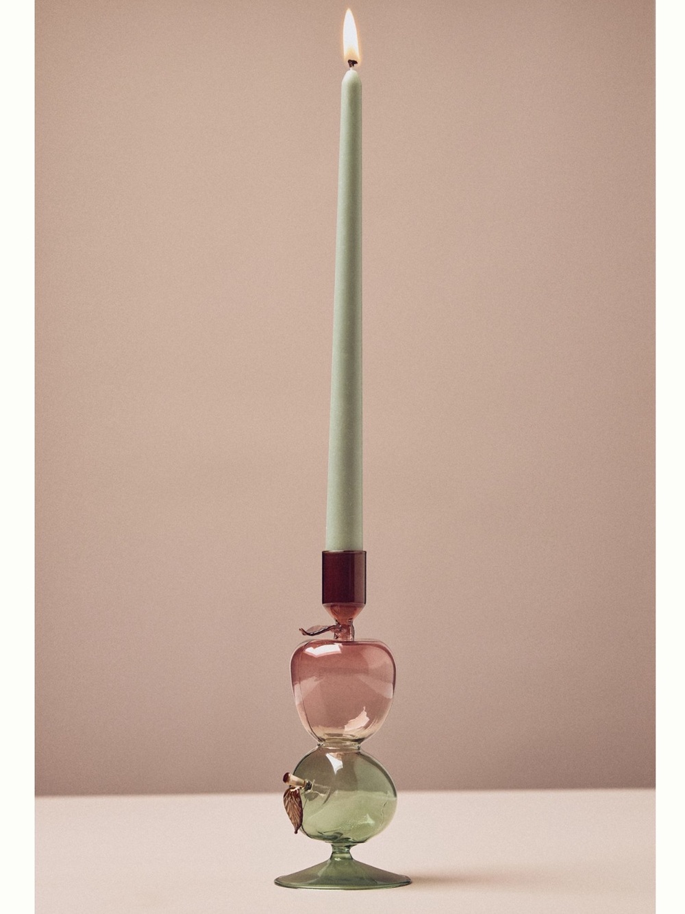 Anthropologie Harvest Fruit Icon Glass Candle Holder New Apples Fall Candlestick